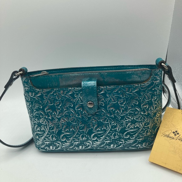 Patricia Nash Bags Patricia Nash Aimee Crossbody Bag Teal Metallic Tooled Leather Nwt 69